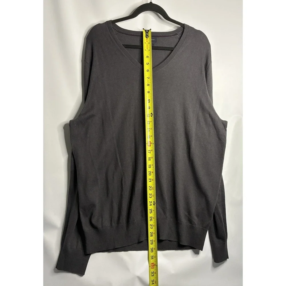 Banana Republic Luxury Blend Grey V-Neck Sweater Men's XL Silk Cashmere Cotton *